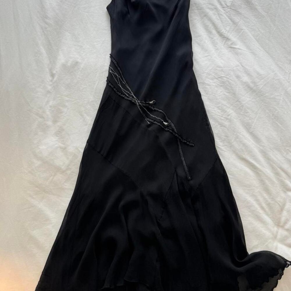 Black bcbg max azria dress  with lace up and embriodered detail